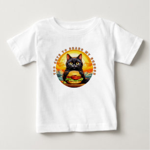 T-shirt Pour Bébé Trop mignon pour partager mon hamburger - Chat Noi