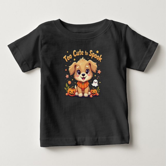 T-shirt Pour Bébé Trop Mignonne Pour Parler D'Halloween (Devant)