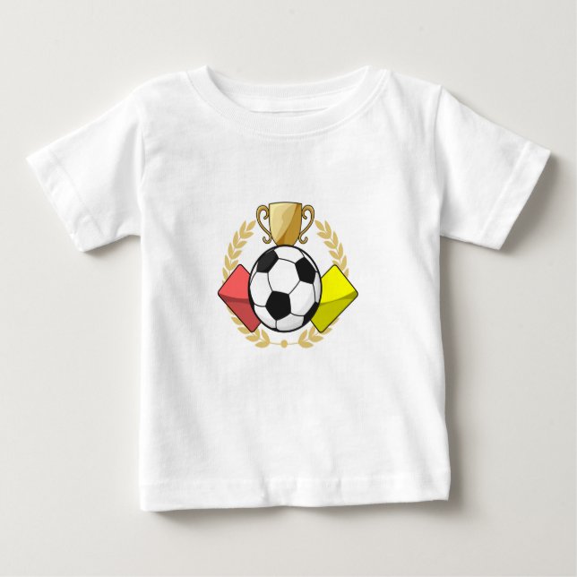 T-shirt Pour Bébé Trophée de carte rouge et jaune de football (Devant)