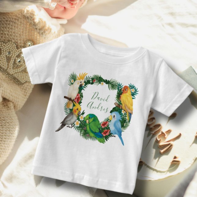 T-shirt Pour Bébé Tropical Exotic bébé perroquets sauvages Anniversa (Créateur téléchargé)