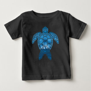 T-shirt Pour Bébé Tropical Island Sea Turtle Design en bleu