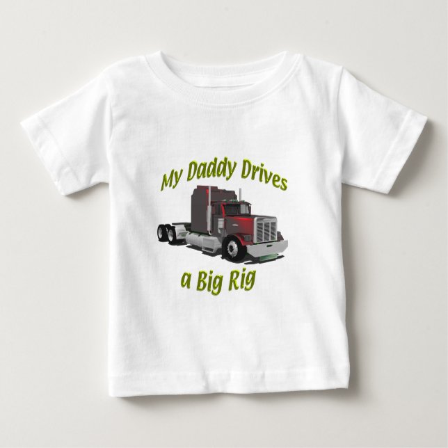 T-shirt Pour Bébé Truckers - Teamsters - Maroon Big Rig - Papa (Devant)
