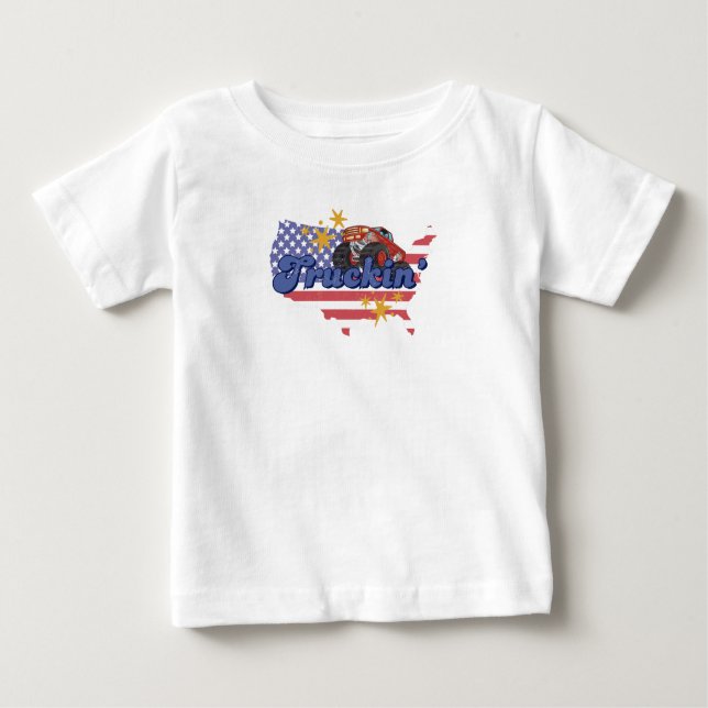 T-shirt Pour Bébé Truckin patriotique (Devant)