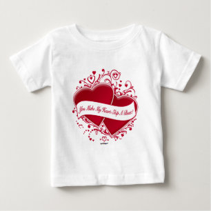 T-shirt Pour Bébé Tu Fais Sauter Mon Coeur D'Un Beat ! Cœurs rouges