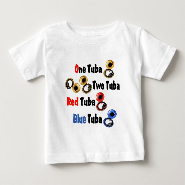 T-shirt Pour Bébé Tuba Bleu Rouge (Devant)