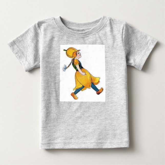 T-shirt Pour Bébé Tulipe Jaune Jolie Fleur Enfant Floral Fille Vinta (Devant)