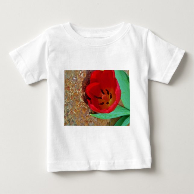 T-shirt Pour Bébé Tulipe jaune printemps et rouge (Devant)