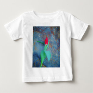 T-shirt Pour Bébé Tulipe rouge sur ardoise gris bleu