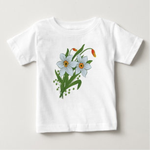 T-shirt Pour Bébé Tulipes et jonquilles Fleurs