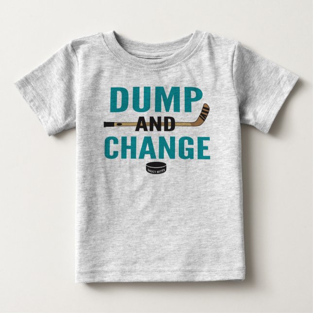 T-shirt Pour Bébé Turquoise Blue Dump et changer Hockey Baby (Devant)