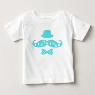 T-shirt Pour Bébé Turquoise Casquette Mustache Décontracté Baby Boy