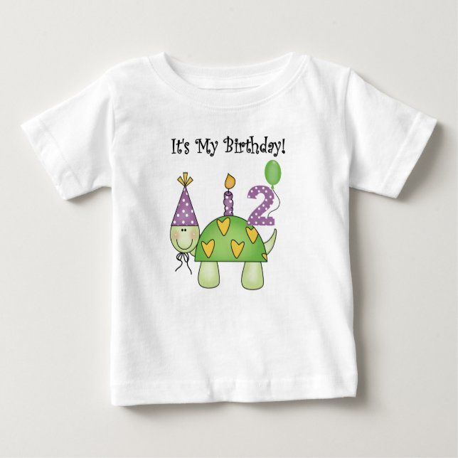 T-shirt Pour Bébé Turtle 2e anniversaire (Devant)