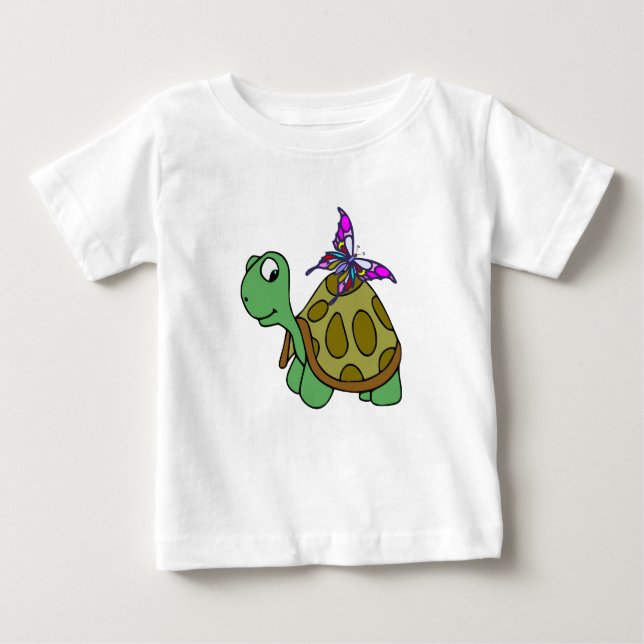 T-shirt Pour Bébé turtle and butterfly (Devant)