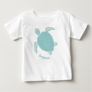 T-shirt Pour Bébé Turtle Cute Blue Personnalisé