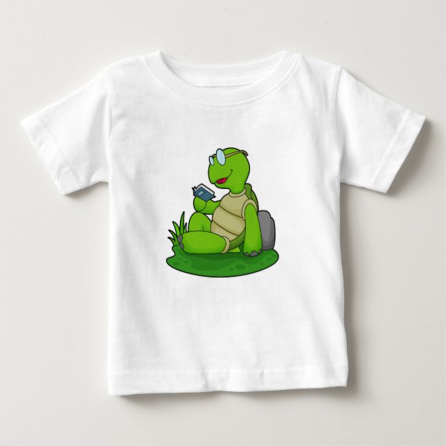 T-shirt Pour Bébé Turtle Reading Book (Devant)