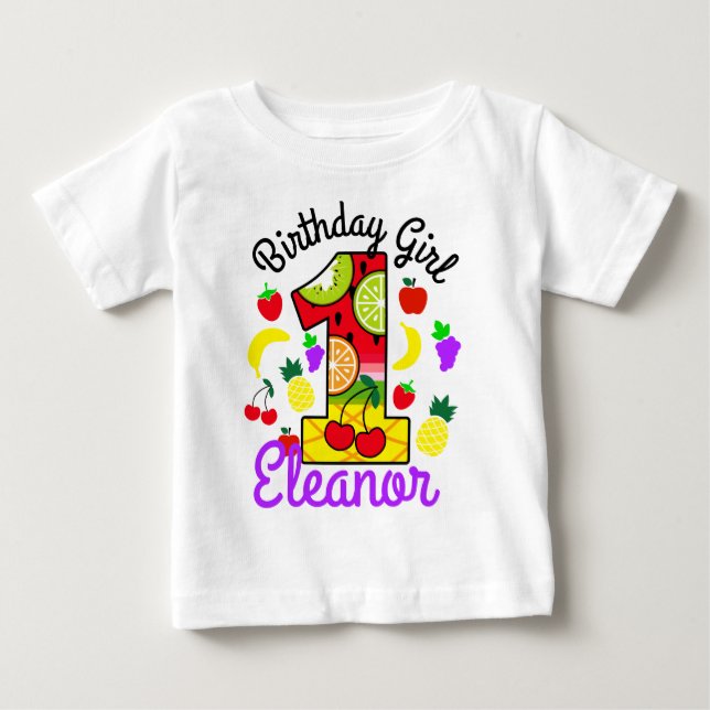 T-shirt Pour Bébé Tutti frutti Première fille d'anniversaire (Devant)