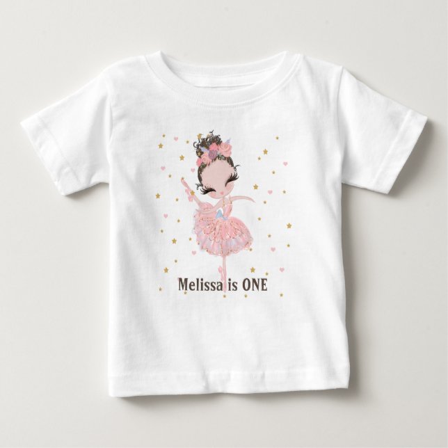 T-shirt Pour Bébé Tutu personnalisé Cute Ballerina Premier anniversa (Devant)