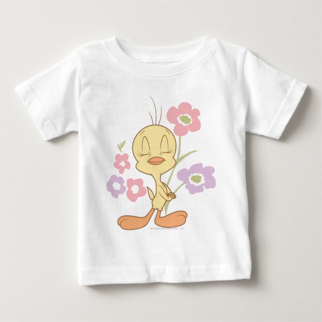 T-shirt Pour Bébé TWEETY™ Fleurs violettes roses (Devant)
