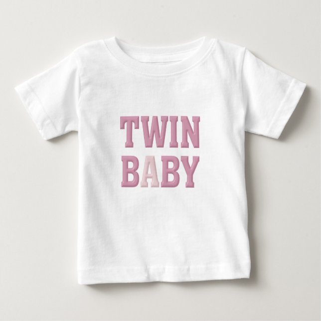 T-shirt Pour Bébé Twin Baby A (Rose) (Devant)