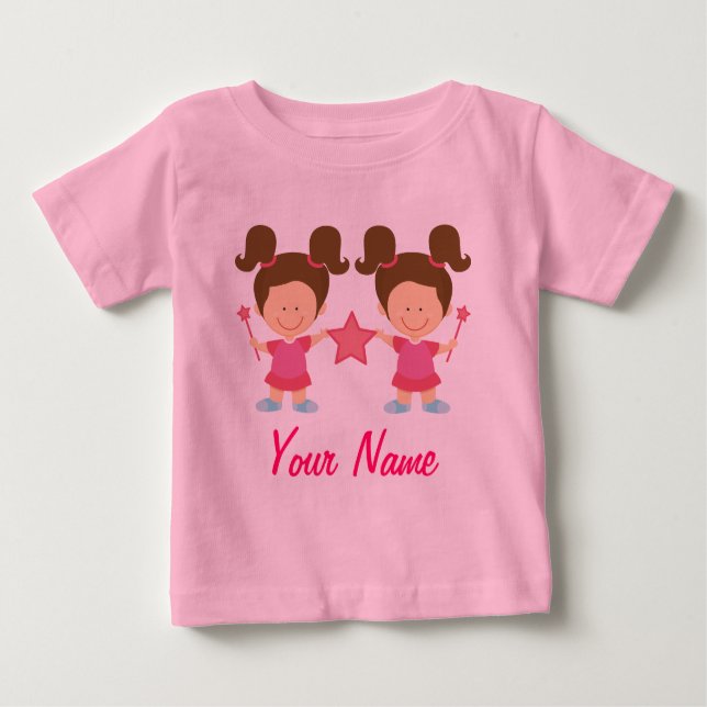 T-shirt Pour Bébé Twin Girl cadeau personnalisé (Devant)
