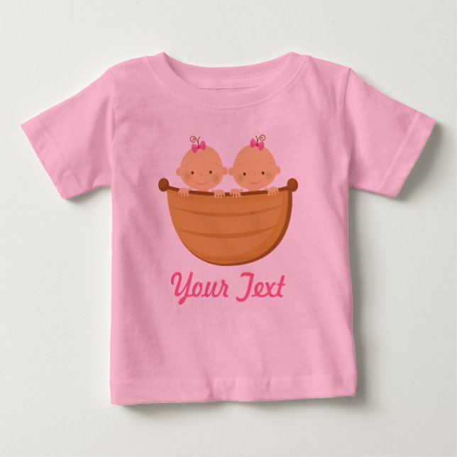 T-shirt Pour Bébé Twin Girls personnalisées dans un bateau (Devant)