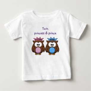 T-shirt Pour Bébé twin owl princess