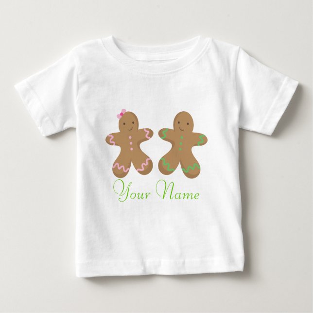 T-shirt Pour Bébé Twin Personalized Gingerbread Cookie Baby (Devant)