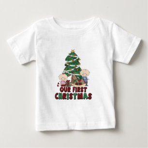 T-shirt Pour Bébé Twins Boy & Girl premier Noël