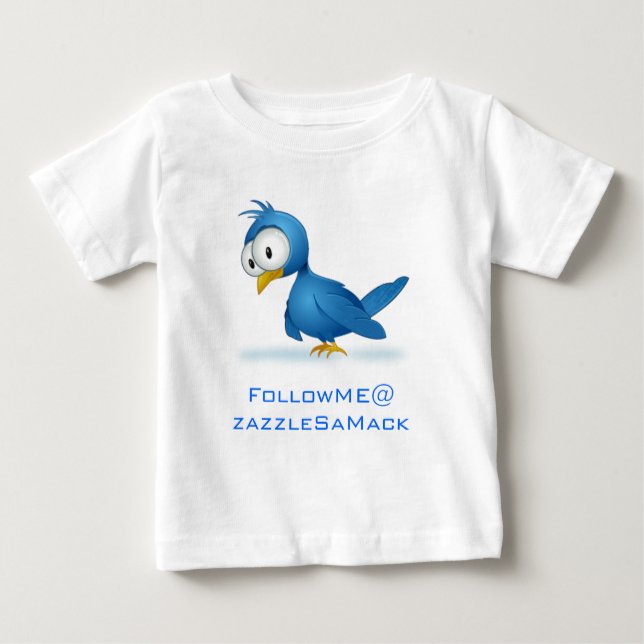 T-shirt Pour Bébé Twitter Suivez-moi @ Votre Nom D'Utilisateur (Devant)
