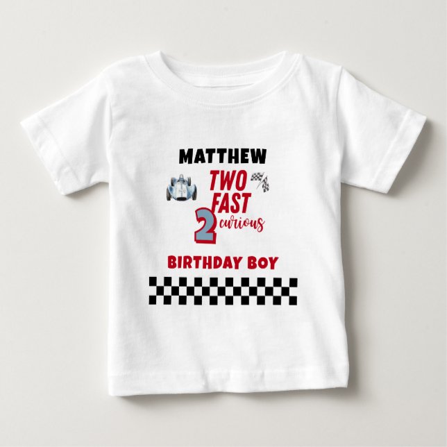 T-shirt Pour Bébé Two Fast 2nd birthday Boy Racing Car  (Devant)