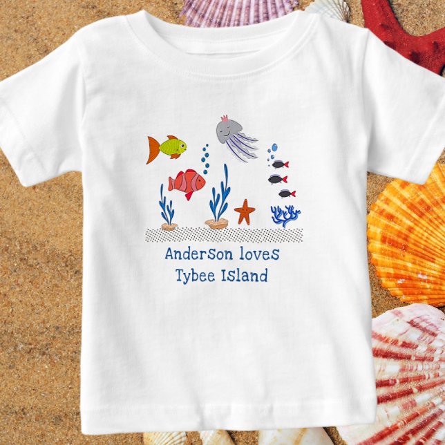 T-shirt Pour Bébé Tybee Island GA Amusants Poisson Océanique avec le (Créateur téléchargé)