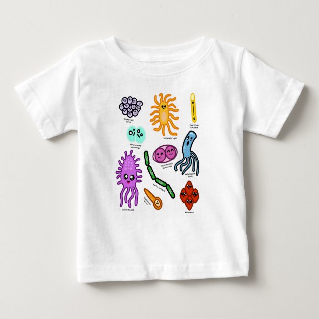 T-shirt Pour Bébé Types De Bactéries (Devant)