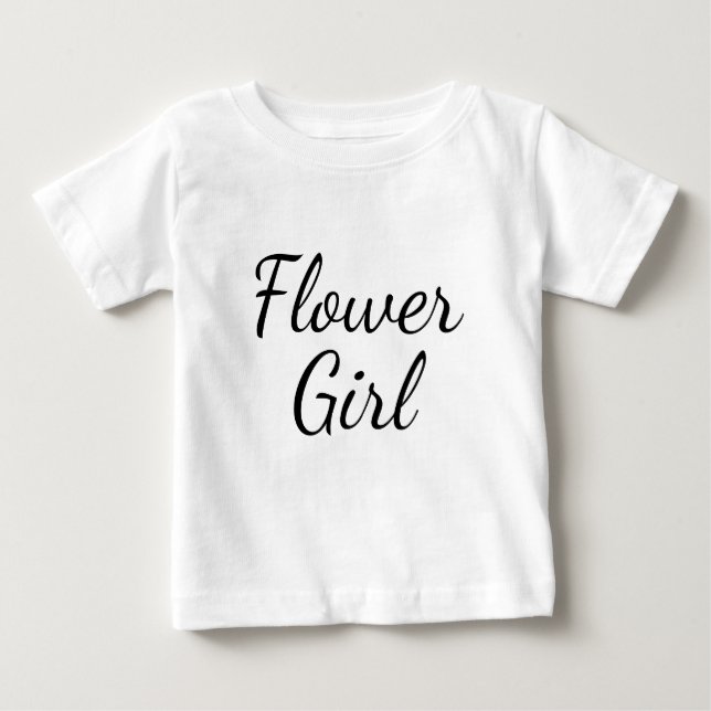 T-shirt Pour Bébé Typographie de script Flower Girl sur (Devant)