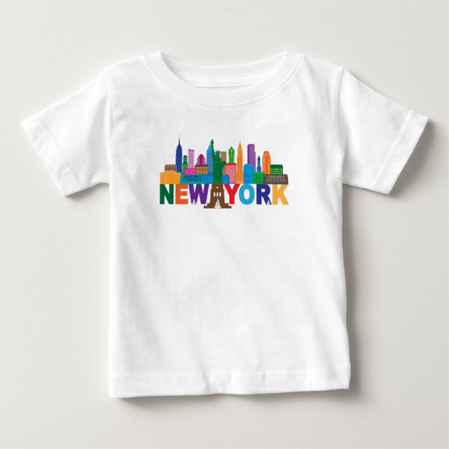 T-shirt Pour Bébé Typographie d'horizon de New York City (Devant)