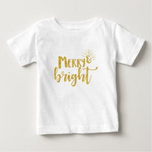 T-shirt Pour Bébé Typographie d'or Joyeux Noël brillant