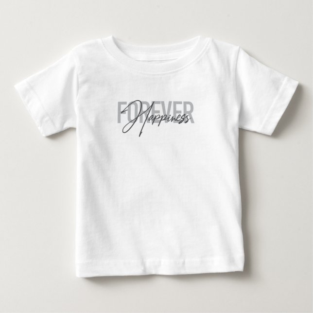 T-shirt Pour Bébé Typographie moderne, simple et cool Bonheur éterne (Devant)