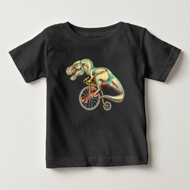 T-shirt Pour Bébé Tyrannosaurus Rex équitation à vélo (Devant)