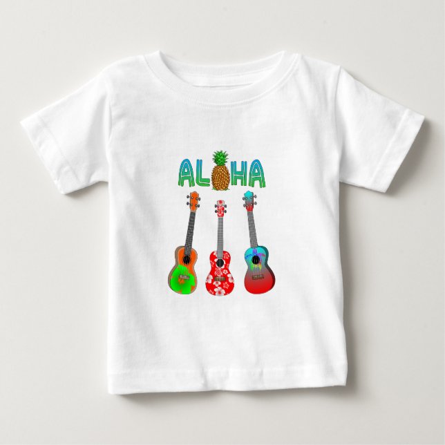 T-shirt Pour Bébé Ukulele Aloha Hawaii (Devant)