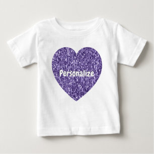 T-shirt Pour Bébé Ultra violet violet pétillant Coeur Personnaliser