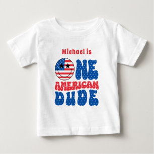 T-shirt Pour Bébé Un Américain 4 juillet premier anniversaire