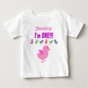 T-shirt Pour Bébé Un an 1er anniversaire mignon Petits Chicks V05