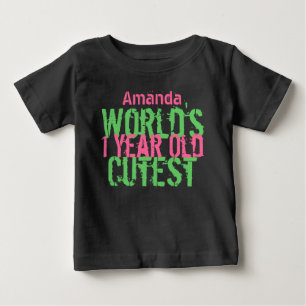 T-shirt Pour Bébé Un an de vert rose