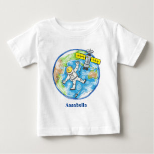T-shirt Pour Bébé Un astronaute amusant dans l'espace et la bande de