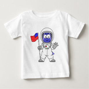 T-shirt Pour Bébé Un astronaute parasaurolophus tient le drapeau amé