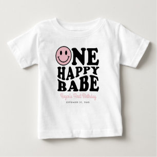 T-shirt Pour Bébé Un Bébé heureux Personnalisé Sourire Visage Fille 