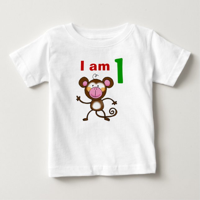 T-shirt Pour Bébé Un cadeau d'anniversaire d'un an (singe cinglé) (Devant)