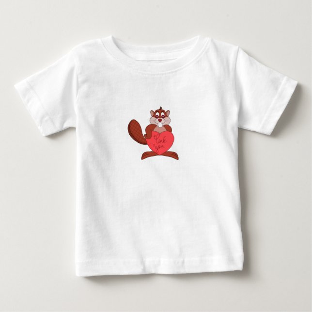 T-shirt Pour Bébé Un castor amoureux (Devant)