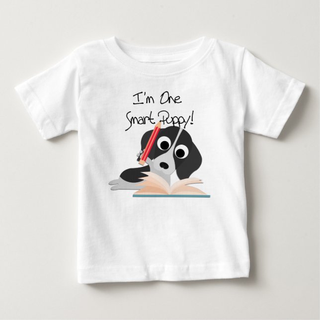 T-shirt Pour Bébé Un Chiot intelligent (Devant)