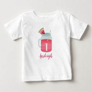 T-shirt Pour Bébé Un dans anniversaire de boissons de pastèque de