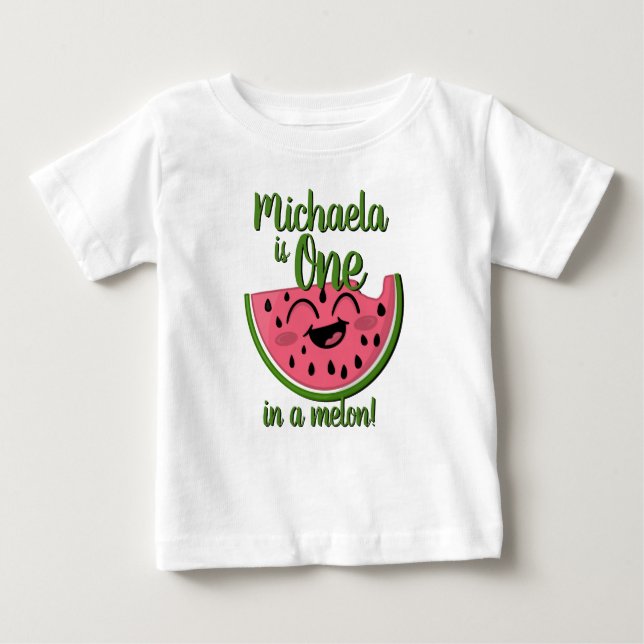 T-shirt Pour Bébé Un dans un Melon Watermelon Cute premier anniversa (Devant)